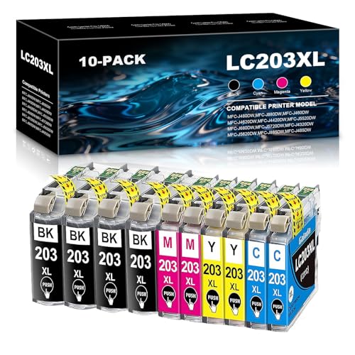 Heynnie pro 203XL Cartouches Encre Remplacement Brother LC203 10-Pack