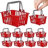 10 Pcs Mini Shopping Basket Miniature Shopping Cart for Kids Plastic Basket with Handles mini Grocery cart Dollhouse Decoration Tiny Foodie Play Store