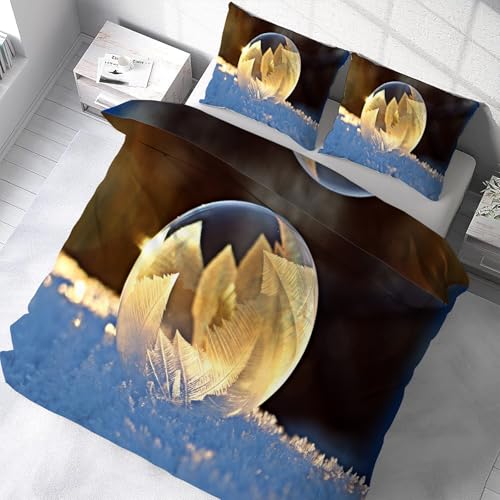 Parure de Lit Bulles De Glace en Microfibre Douce avec Fermeture Éclair