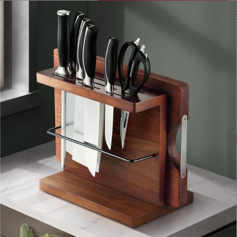 Solid Wood Kitchen Rack Multi Functional Chopping Board Storage Stand Hollow Ventilation Holder