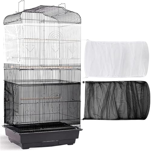 Cubierta para jaula de pájaros, 2 piezas, cubierta universal para jaula de pájaros, cubierta ajustable para jaula de pájaros, cubierta de malla de nailon suave, red de malla suave de nailon ajustable,