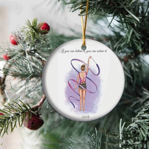 Rhythmic Gymnastics Christmas Ornament – Ceramic Gymnast Gift for Holidays