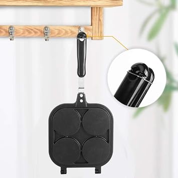 qiuqiu Pancake Pan, Cute Double Sided Animal Pancake Pan, 4 Holes, Non-Stick Pan, Kitchen Tool