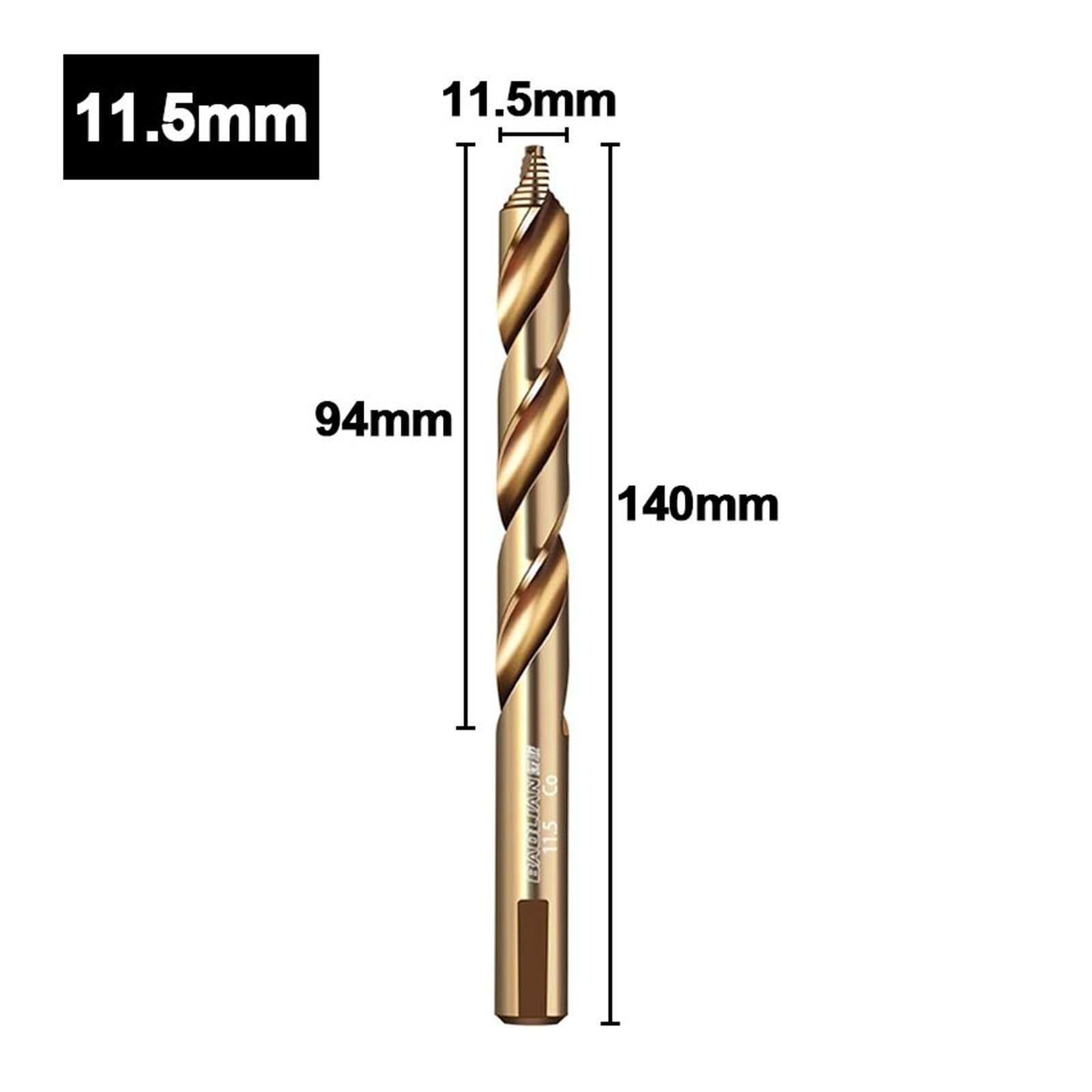 Punta da trapano per metallo Punta elicoidale a gradini, codolo cilindrico con contenuto di cobalto(11.5mm)