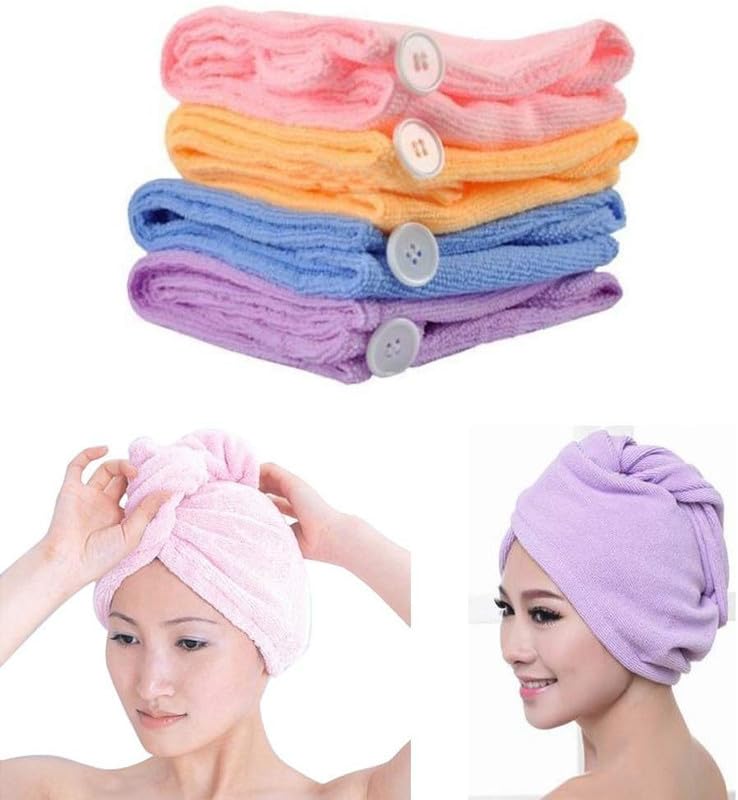 HDR MALL Quick Turban Hair-Drying Absorbent Microfiber Towel/Dry Shower Caps/Bathrobe Hat/Magic Hair Wrap for Women (Multi Color)