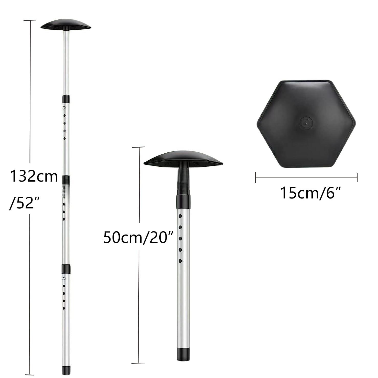 Canne de support réglable pour sac de golf à 4 sections de 50,8 à 132,1 cm pour protection de club de golf en alliage d'aluminium durable TP16