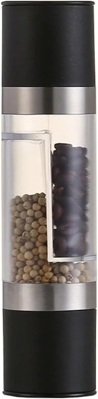 Salt and Pepper Grinder 2 in 1 Manual Stainless Steel Salt Pepper with Adjustable Ceramic Grinding Spice Kitchen Tool(Black)