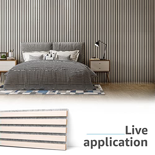 Image of Art3d 4-Pack Soundproof Wood Slat Wall Panel, 94.5 x 7.9 Inch, White Elm