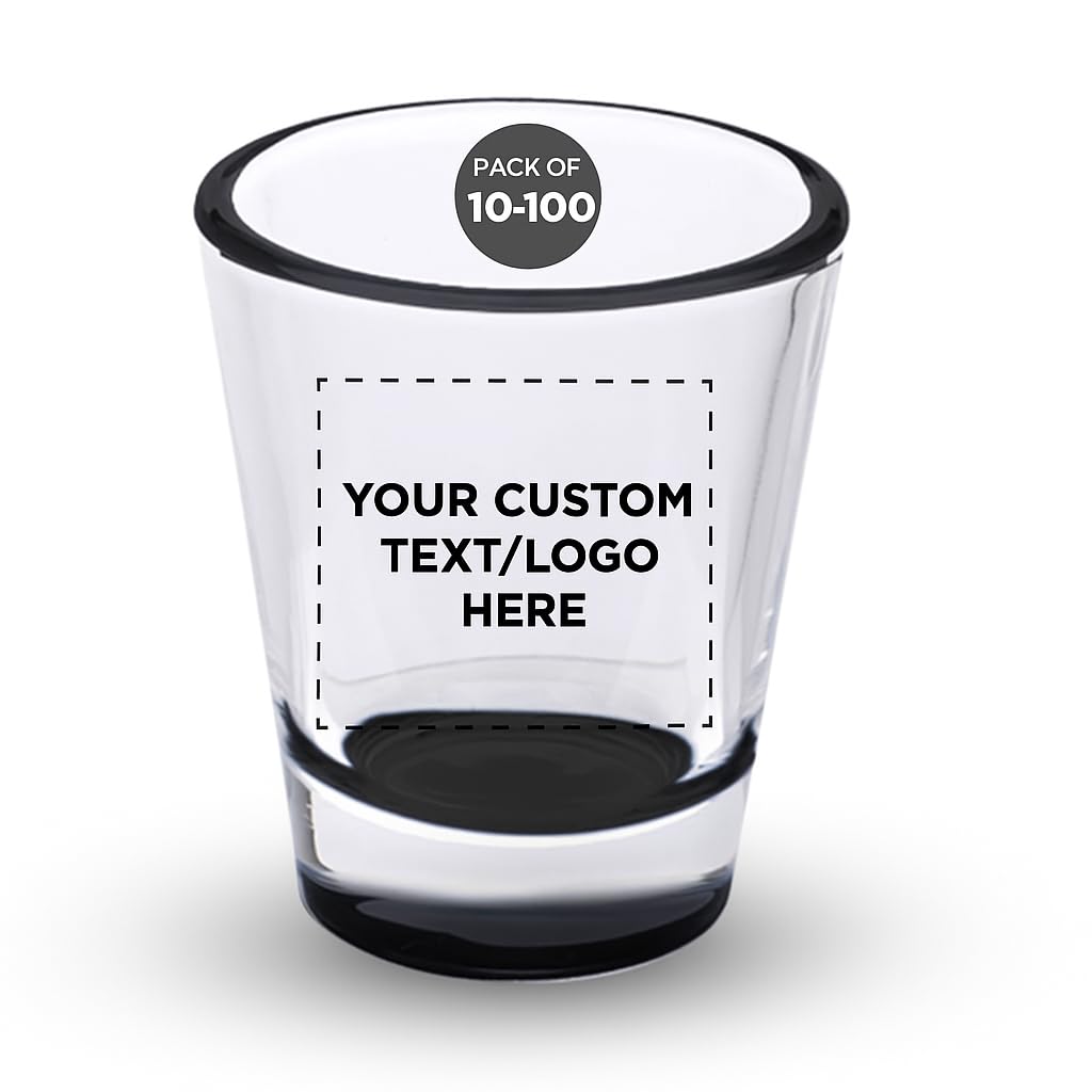 DISCOUNT PROMOS Custom Shot Glasses 1 75 oz Set of 10 50 100 Personalized Bulk Pack - Great