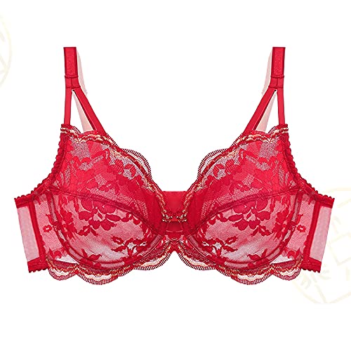 Soutien-gorge push-up transparent en dentelle WENJUN rouge de luxe