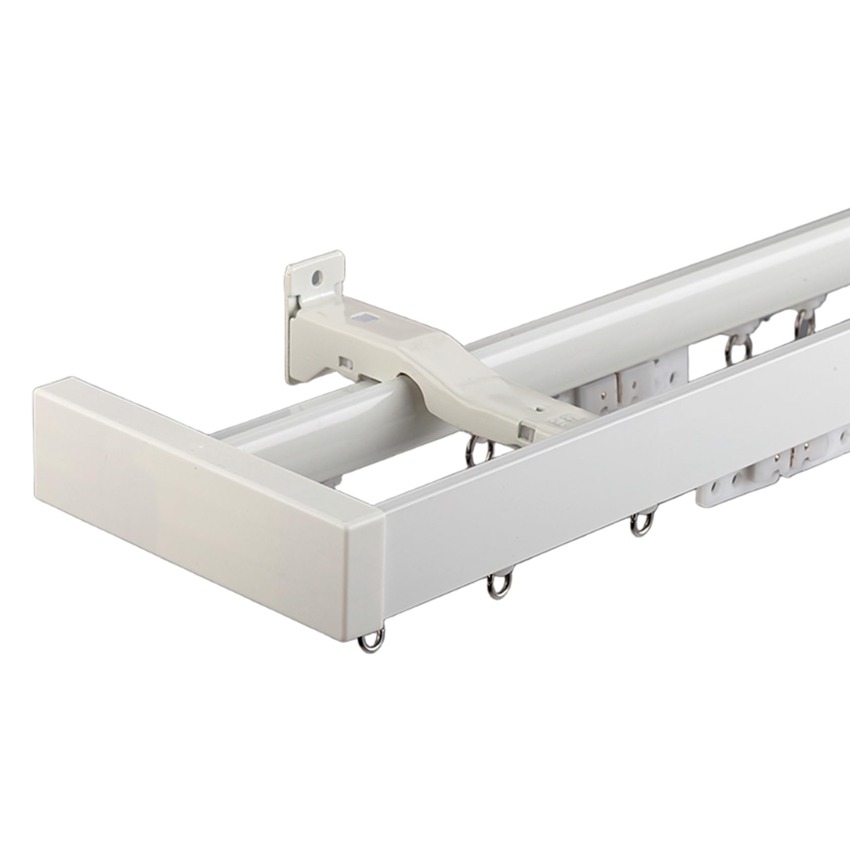 Cmjymx White Double Track Curtain Track Set, Curtain Rail Wrap Around Curtain Track Wall Mount, Room Divider Curtain Rod With Accessories, Aluminium Alloy(,8.5Ft/260Cm)