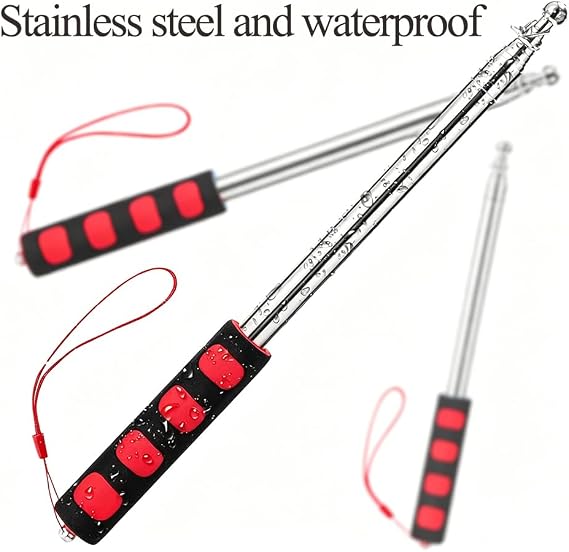 Flag Pole 2.5 m Flag Pole Flagpole with 4 Clips Hooks Red