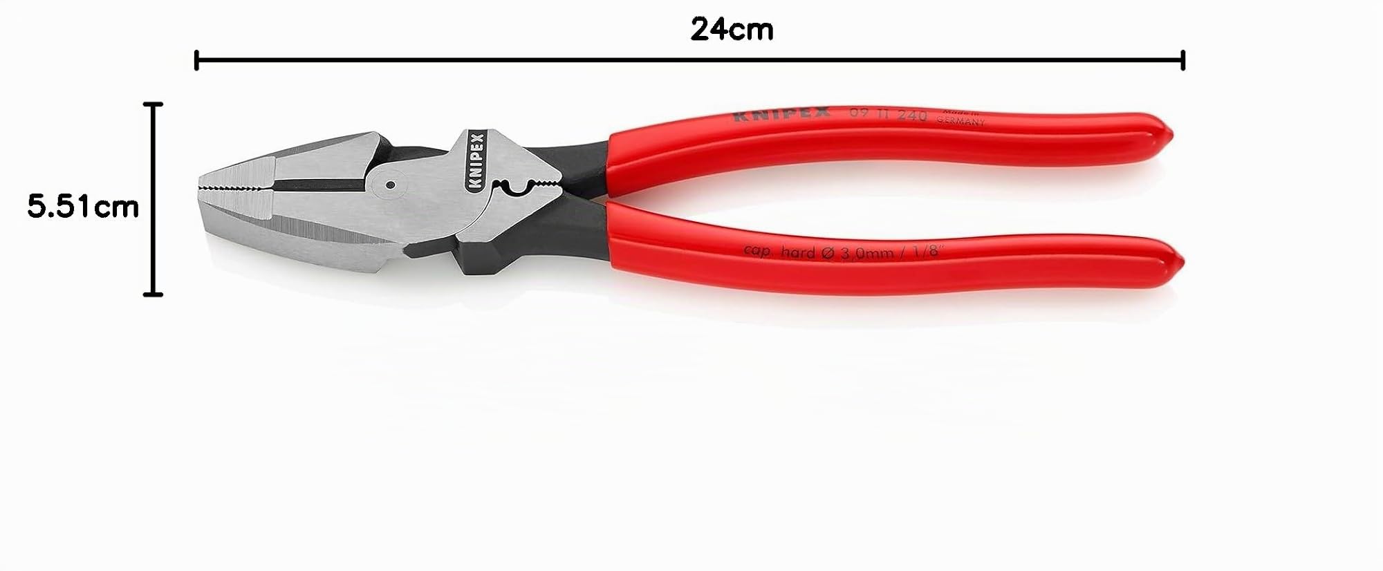 KNIPEX Alicate universal de fuerza "Lineman" modelo americano Mangos plasticos por inmersión antideslizantes 240 mm, 09 11 240