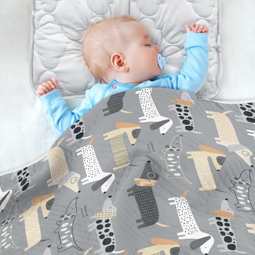 Image of Animal Cute Dachshund Dogs Baby Swaddle Blanket for Boys and Girls, Muslin Baby Receiving Swaddle Blanket, Soft Cotton Nursery Swaddling Blankets for Newborn Toddler Infant, 30x40 in