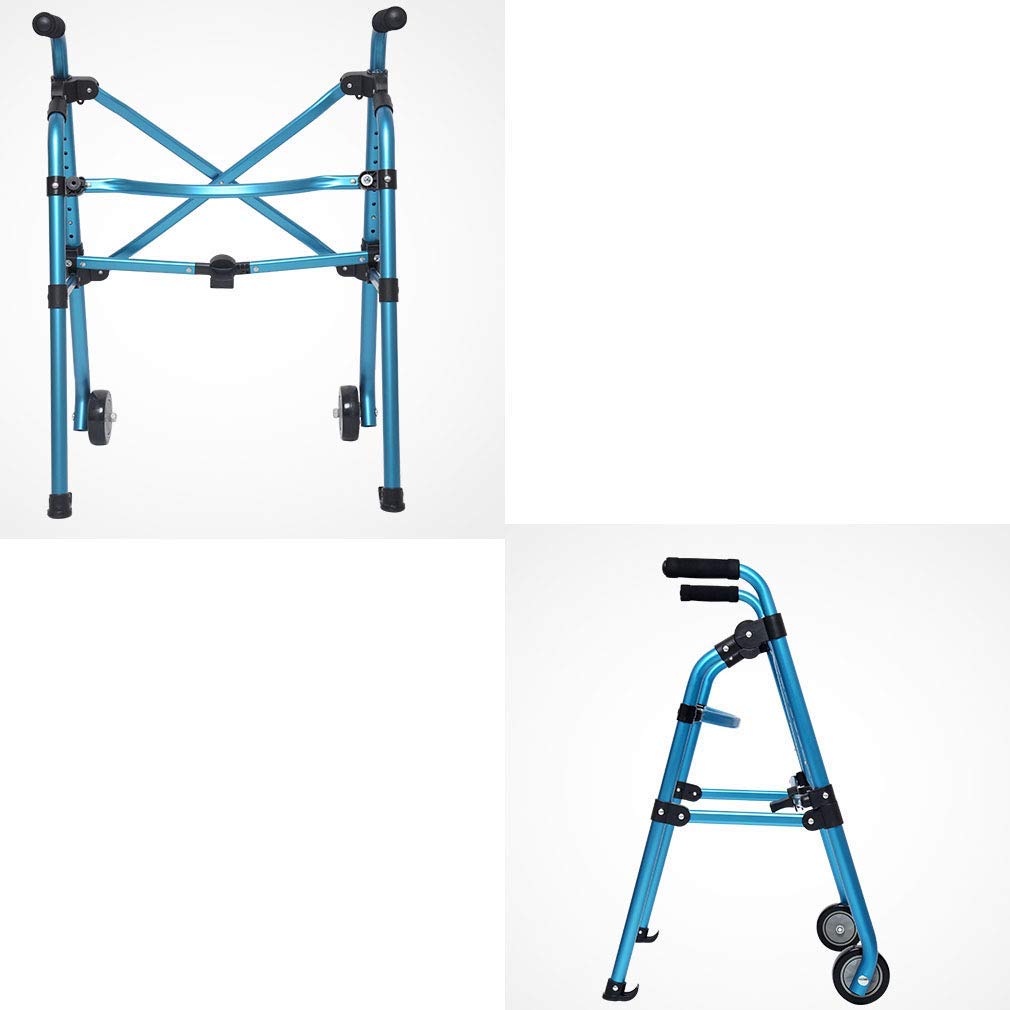Portable Stand Assist Walker Pieghevole Rolling Walking Frame Aiuto per la Mobilità degli Anziani con 2 Ruote e deambulatore per Tappetino da Sci
