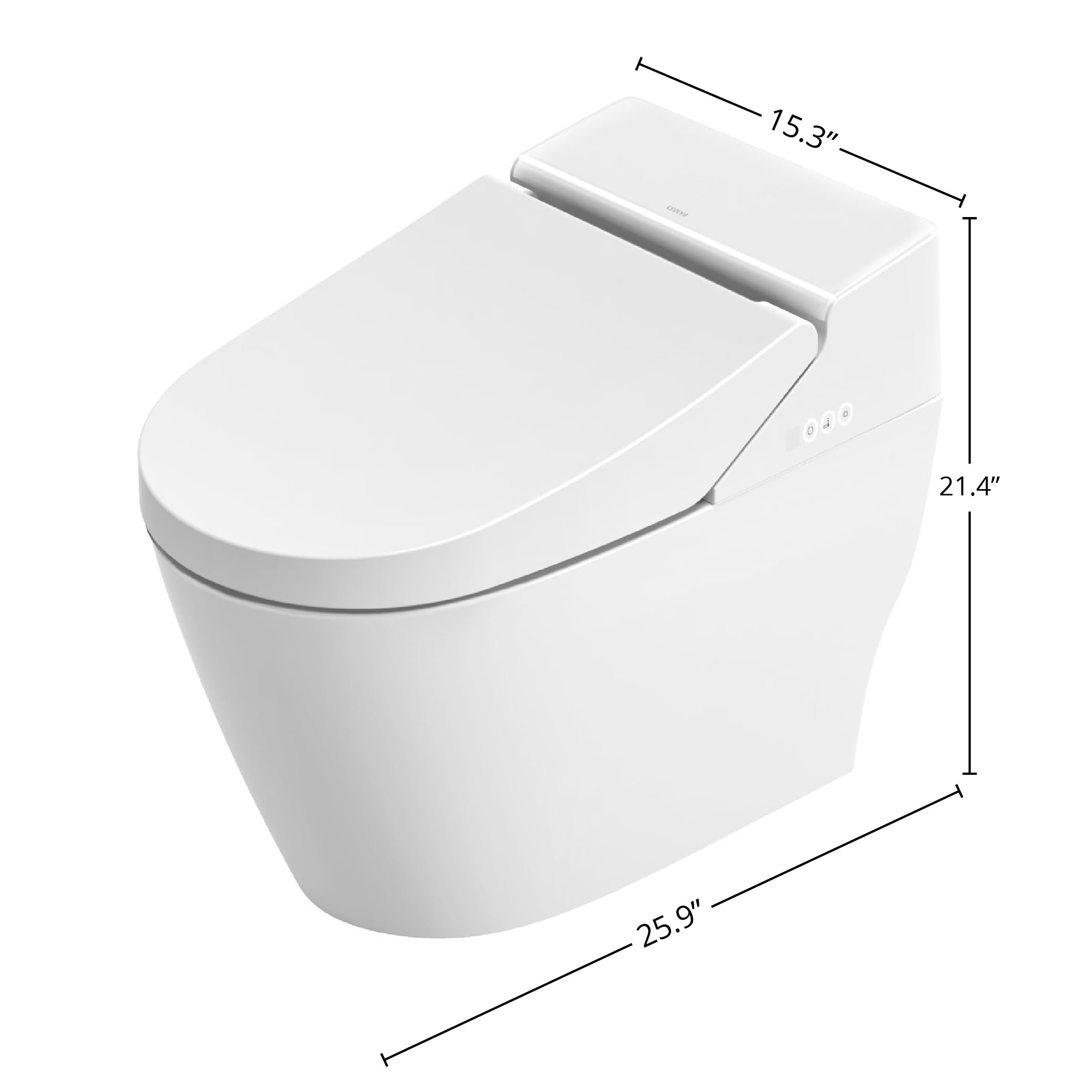 DAX VOVO One-Piece Ceramic Toilet with UV LED Sterilization and Heated Seat, White