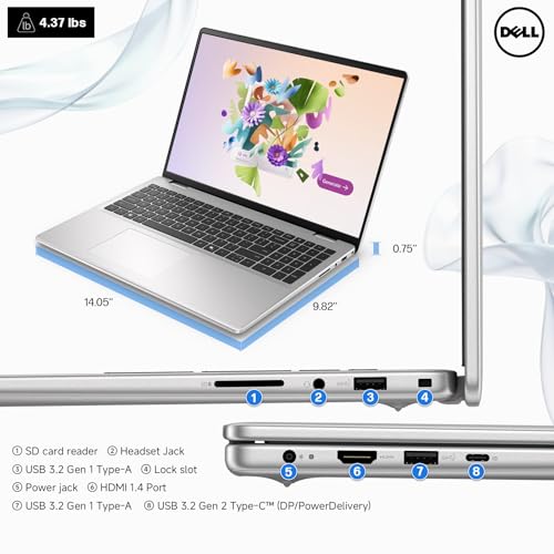 Image of Dell 16 Inch Business Touchscreen Laptop Computer, Core 7 150U(Up to 5.4 GHz), 16 inch FHD+, 32 GB DDR5 5200 MT /s, 1 TB SSD, Backlit KB, Fingerprint Reader, Copilot AI, WiFi 6E, FHD Webcam, Windows 11 Pro
