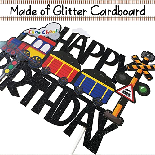 Train Happy Birthday Cake Topper Decorations Choo Choo Steam Train Cake Decorations Train Themed Cake Toppers Decorations For Traffic Transportations Themed Birthday Party Baby Shower Supplies #TOP4