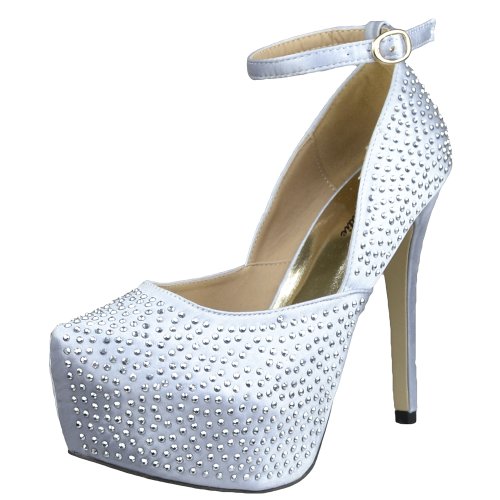 DS By KSC Womens Platform Shoes Sexy Glitter Scoop Vamp High Heel Dress Shoes Silver SZ 7