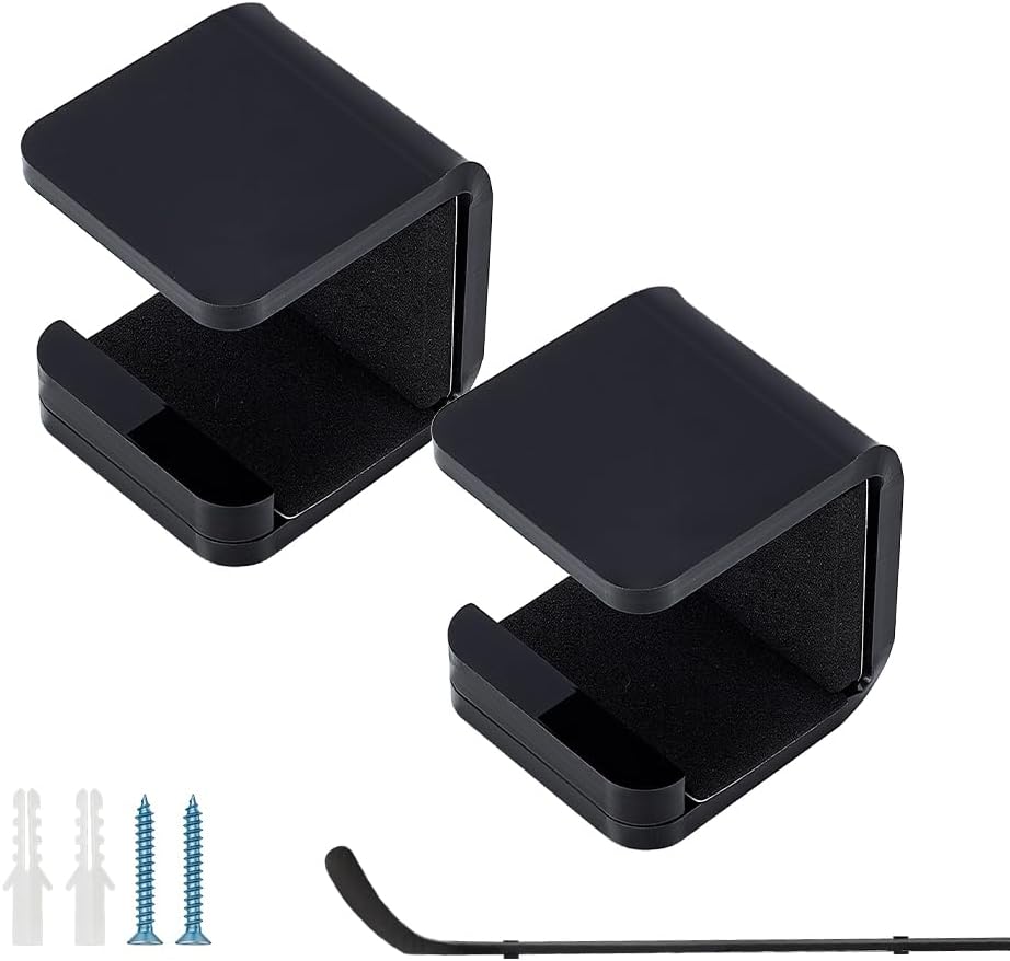 NBEADS Ice Hockey Stick Holder, Space-Saving Acrylic Hockey Stick Wall Mount Rack for Hockey and Pool Stick Display Sports Equipment Organization, Black