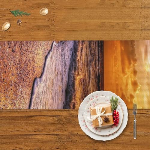 Chemin de table anti-chaleur imprimé mer pour repas en extérieur