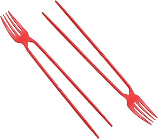 Pine & Linen 20 Pack 24cm/9.5inch Versatile Chopstick Fork Combo, Easy Dining Fork Chopsticks Asian Cuisine, Perfect for B...