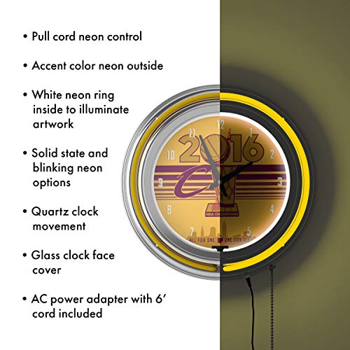 Cleveland Cavaliers 2016 Nba Champions Chrome Double Rung Neon Clock #TOP3