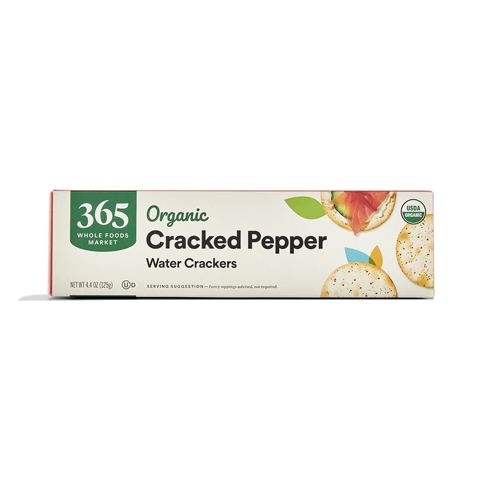 365 by Whole Foods Market, Organic Cracked Pepper Water Crackers, 4.4 Ounce