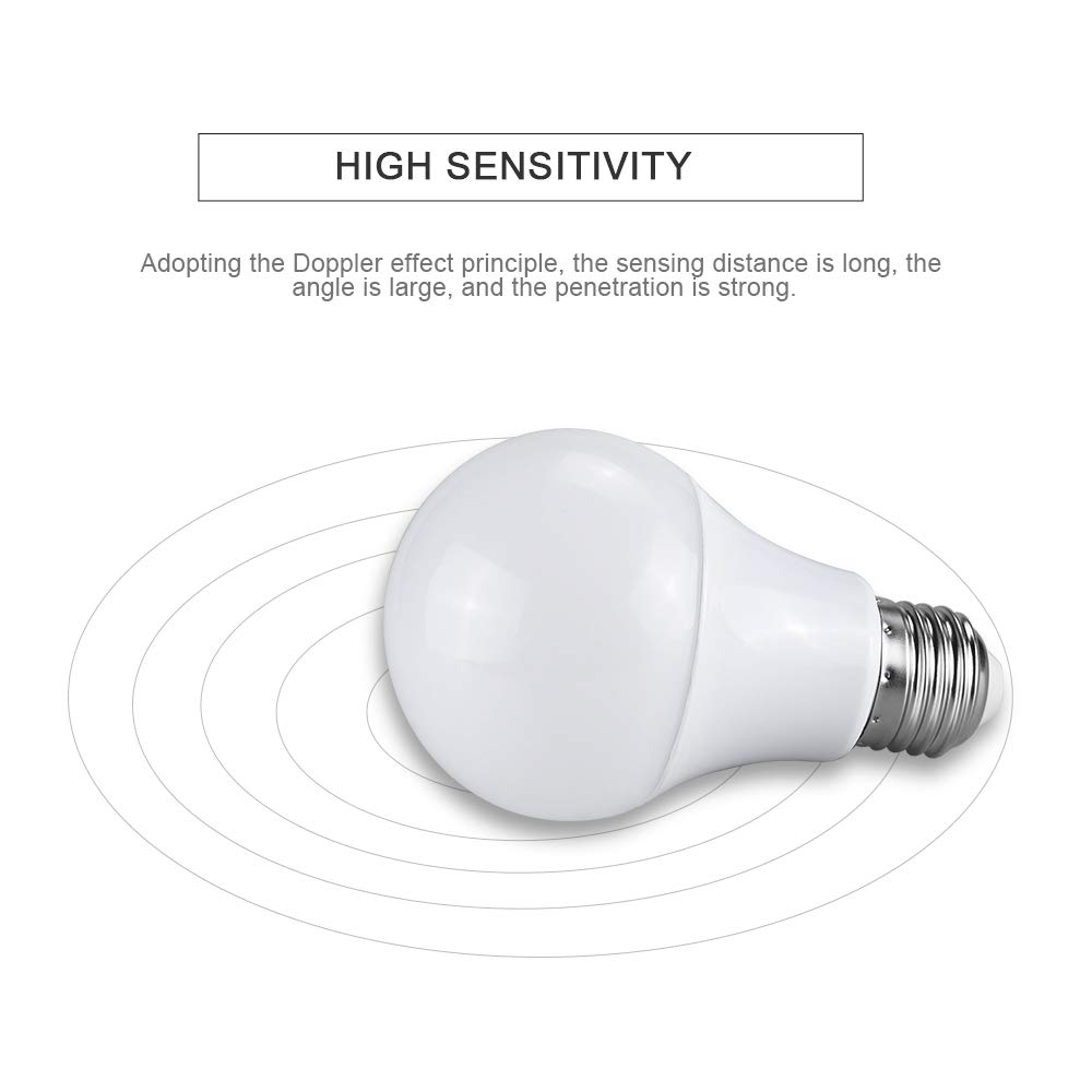 Fengyan Bombillas Domésticas 10 por ciento AC85-265V Bombilla del sensor de movimiento de radar E27 LED LAMP Auto Smart Infrarroed Bulb Energy Saving Bombillas Home Stair Hallway ( Color : Warm White