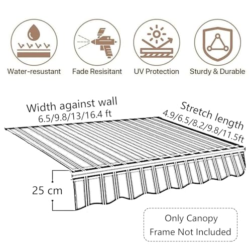 Tela de repuesto retráctil para toldo impermeable 5x2,5m para patio 4