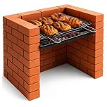 ADEPTNA DIY Barbecue Grill Set Stainless Steel Outdoor Charcoal BBQ Kit Build Your Own Brick BBQ (109 Bricks Required) Heavy Duty Chrome Plated Cooking Grill, Charcoal Grid & Ash Tray Large