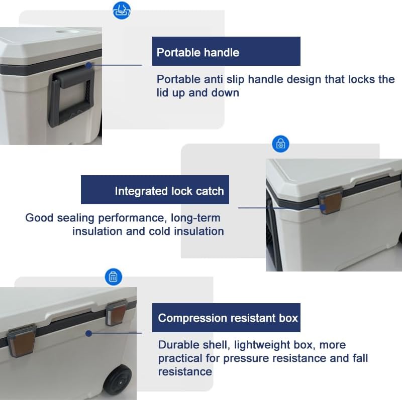 Miniatura 3 de Enfriador de camping de 48 cuartos de galón, caja de refrigeración portátil, adecuado para barbacoas, camping, picnics y otras actividades al aire