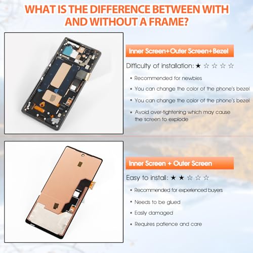 Écran OLED pour Pixel 7A avec châssis noir et capteur d'empreinte - 5