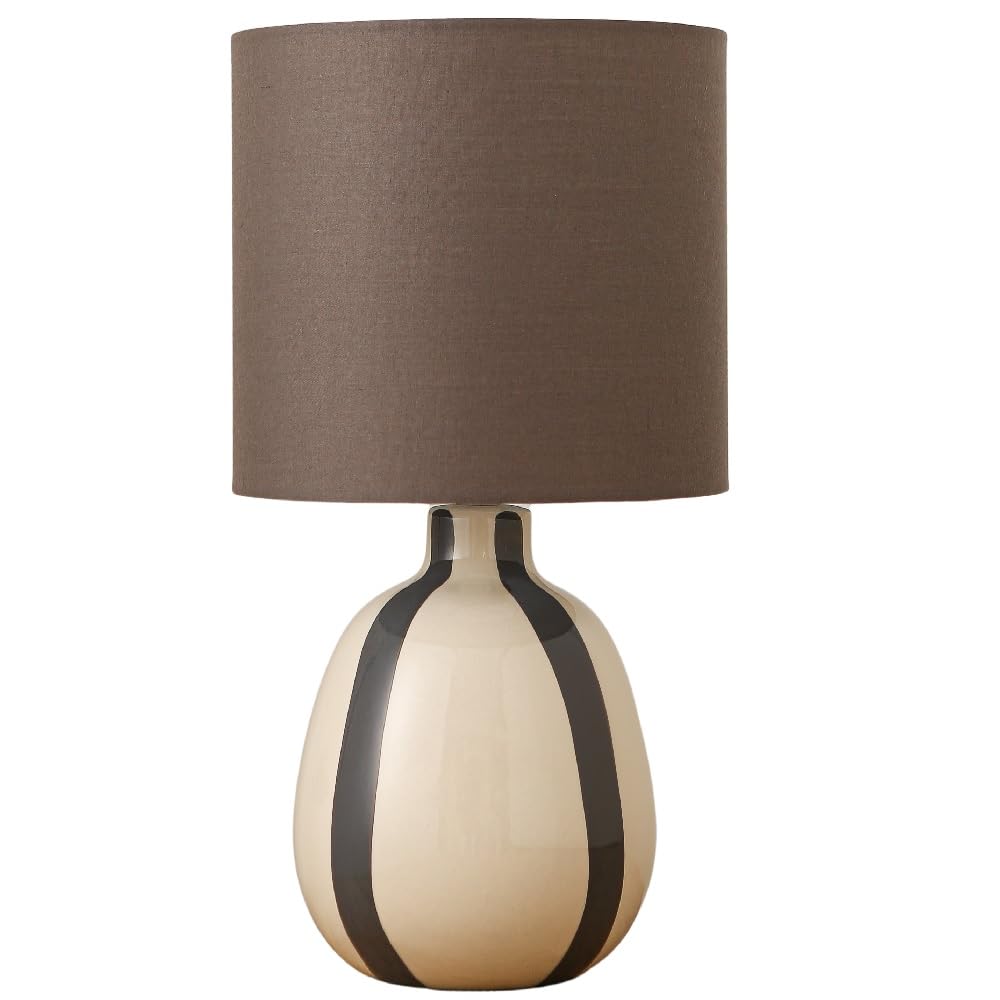Britalia Grey Ceramic Table Lamp, Cream And Soft Drum Shade, 42Cm X 22Cm, 1.20Kg, Ses Bulb Base