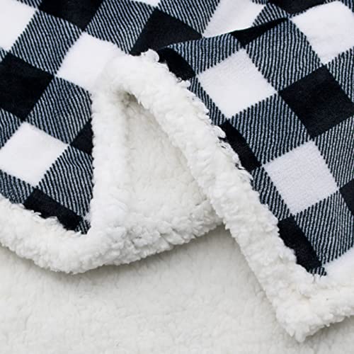 Beautex Sherpa Fleece Flannel Throw Blanket, Super Soft Warm Buffalo Plaid Plush Blankets And Throws, Lightweight Cozy Fuzzy Blanket For Couch Sofa Bed (Black, Throw 50" X 60") #TOP3