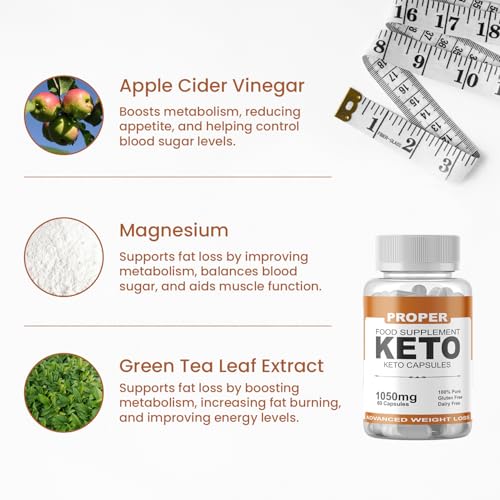 Proper Keto – Natural Keto Support for Weight Management, Vegan Capsules with Apple Cider Vinegar & Green Tea, Support for Men & Women, 60 Capsules, Slim Warriors - Image 4