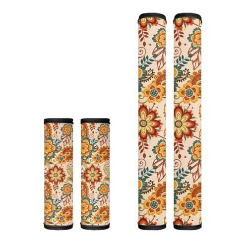 Image of Dreaweet Boho Floral Refrigerator Handle Covers Set of 4 Kitchen Appliance Handle Covers Non-Slip Washable Fridge Door Handle Protector,Keep Off Fingerprints,Food Stains