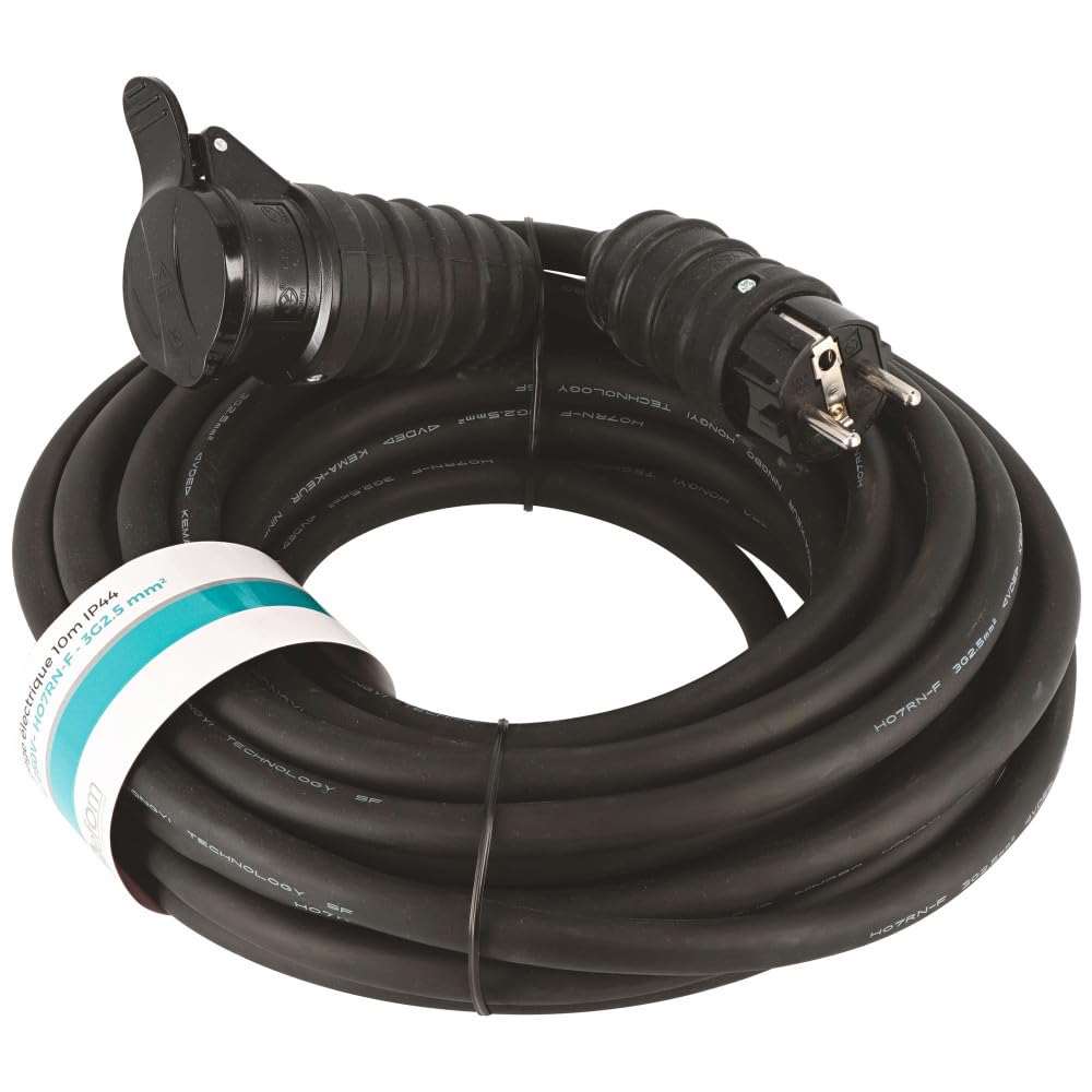 Prolongateur 10 mètres - Rallonge électrique avec clapet - Section 3G2,5mm2 - Protection IP44