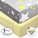 Jersey Cotton Fitted Crib Sheets, 2 Pack-100% Organic & Shrink-Resistant, Soft and Protective.Unisex Chevron & Stars-Grey & Yellow Design,Standard crib Mattress- No Rips or Holes with Use,Guaranteed!