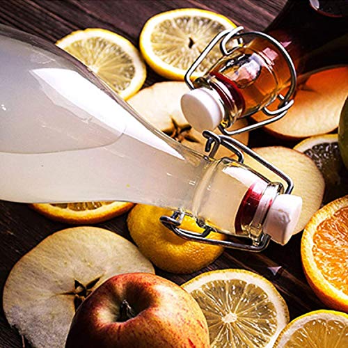 Encheng 32 oz Clear Glass Bottles with Air Tight Lids,Easy Cap Bottle for Beer and Home Brewing,Glass Kombucha Bottles with Stoppers,Swing Top Bottle for Beverages 8 Pack by Encheng - Image 6