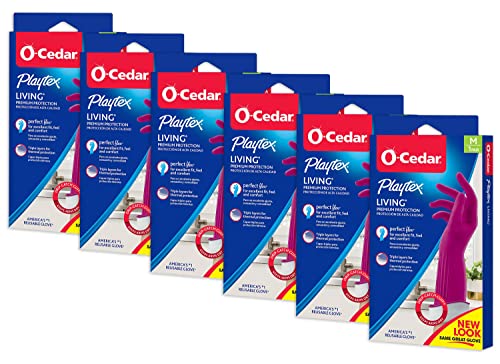 Image of PLAYTEX HandSaver Rubber Gloves, Premium Protection for Kitchen and Household Cleaning (Medium, 6 Pack)
