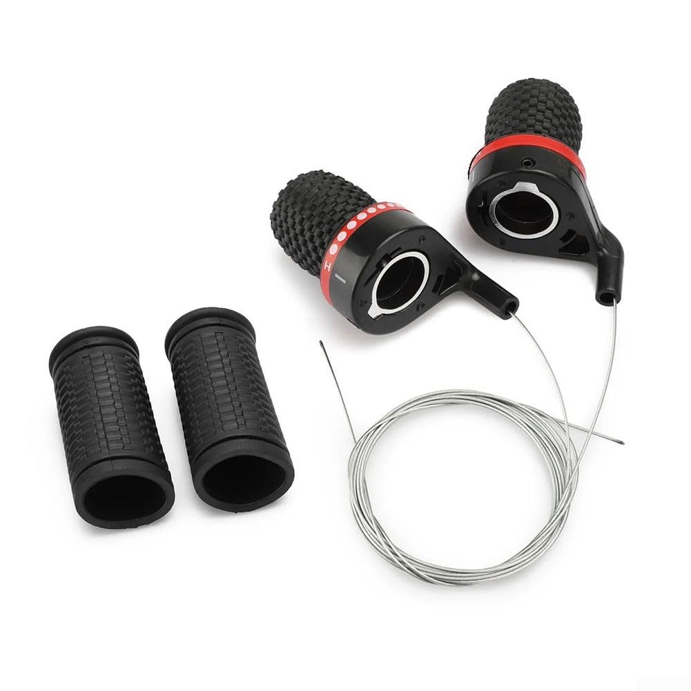 Posheliox Bike shiftser Set, 7 Speed Mountain Bike Handlebar Grip, Rubber Anti-Slip shifts Levers for 22.2mm Bars, Left Right Gear Change Kit