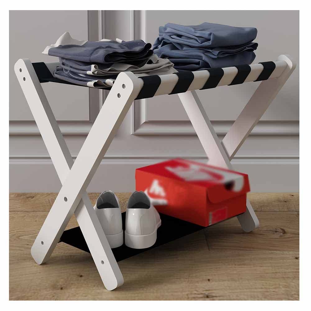 Support de rangement pour bagages blanc pliable et compact
