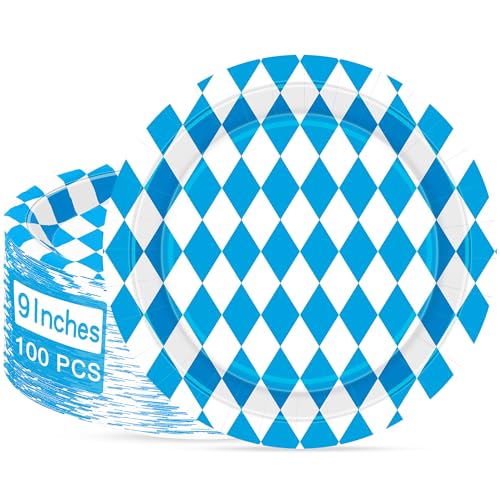 100 PCS Oktoberfest Paper Plates, 9' Disposable...