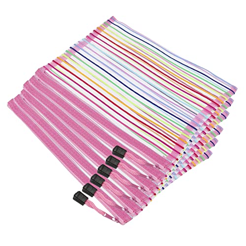 YOKIVE 6個 メッシュバッグ A5 ナイロン ペンシルケース カラフル ジッパートラベルオーガナイザー 化粧ポーチ 自宅用 ピンク