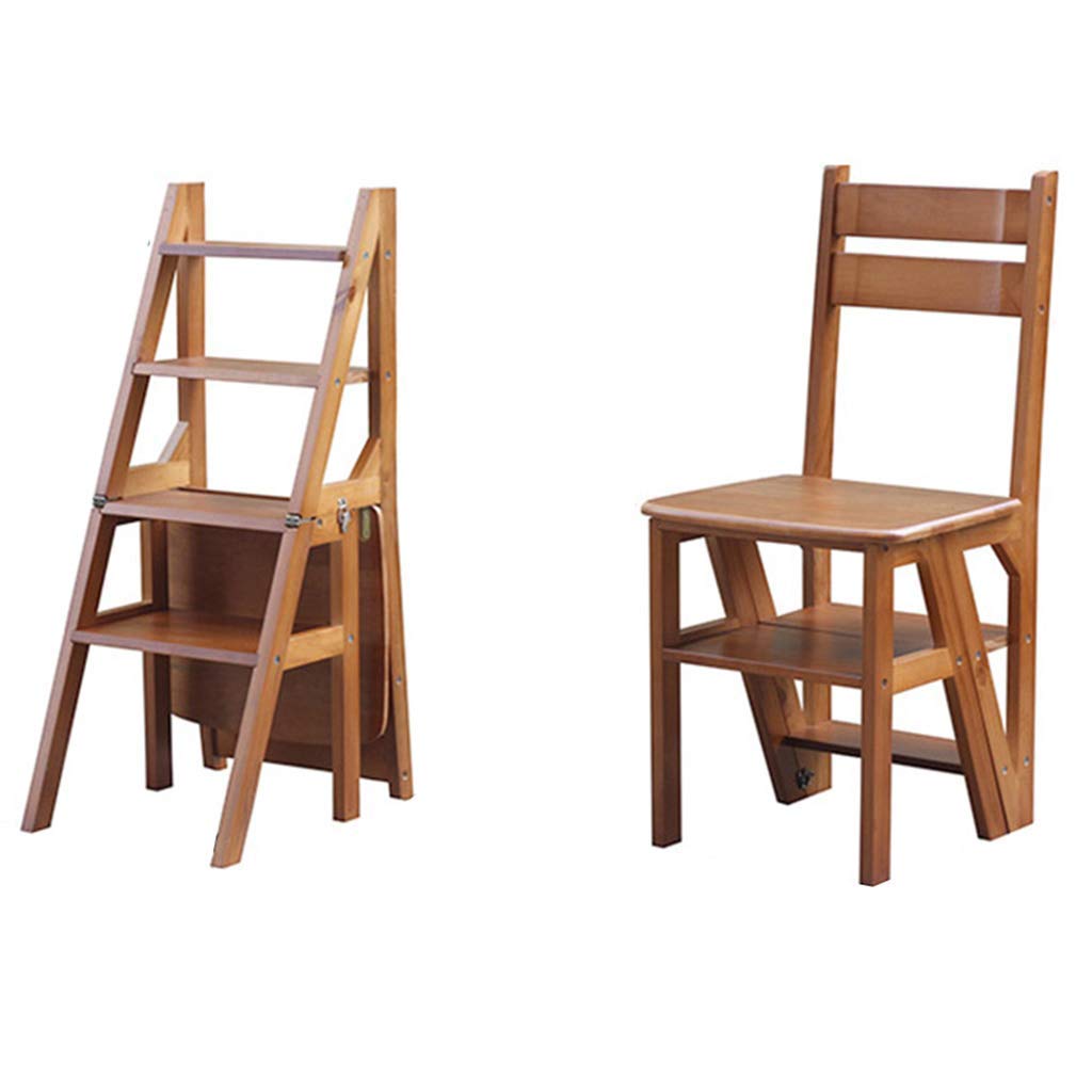 Escabeau en bois DASHADAO avec sièges d'escalier pliants et échelle portable