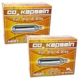 co2 bierzapfanlage aus Stahl und Widerverwertbar 20 NEMT 16g Co2 Bierkapseln für alle Bierzapfanlagen mit 16g Kohlensäurekapseln ohne Gewinde kompatibel zu Biermaxx Zapfprofi etc.