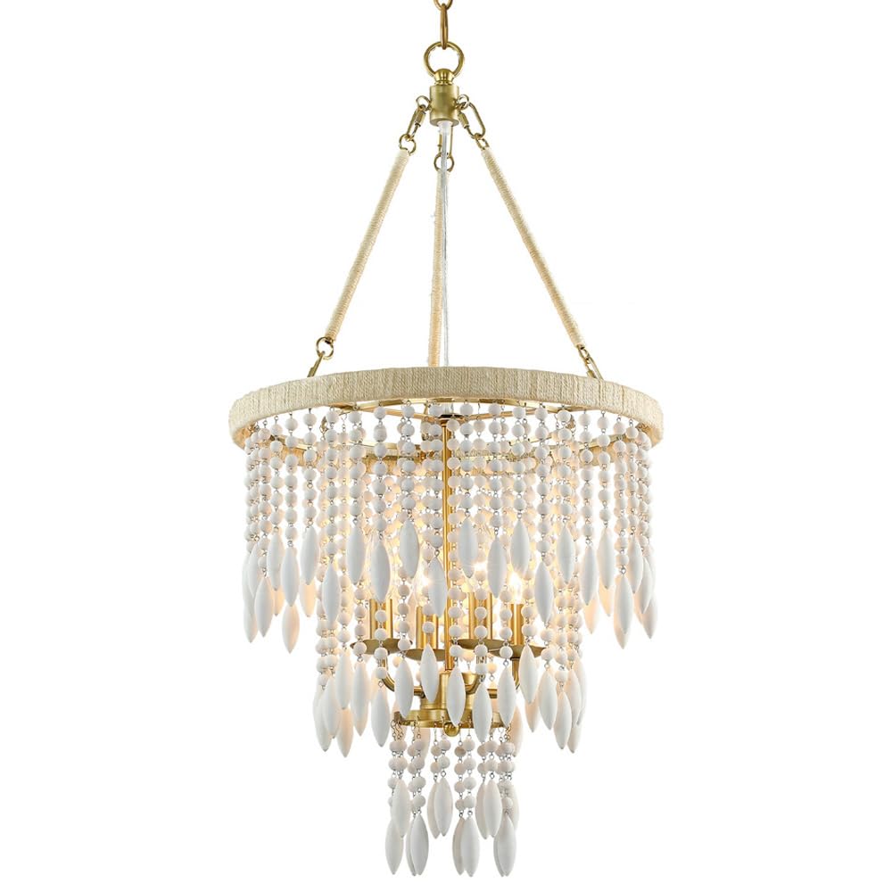 HXYSXHJUO Wood Beaded Chandelier, Large Boho Farmhouse Pendant Light Feature, Rustic Hanging Light, Country Chandelier for Bedroom, Kitchen, Dining Room, Living Entryway