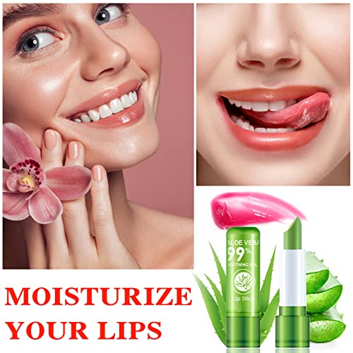 Wyblzpxz 3 Pack Aloe Vera Lipstick,Long Lasting Nourishing Moisturizing Lip Stick,Magic Temperature Color Changing Lipstick,Lip Gloss,Waterproof Matte Lip Balm Makeup #TOP1