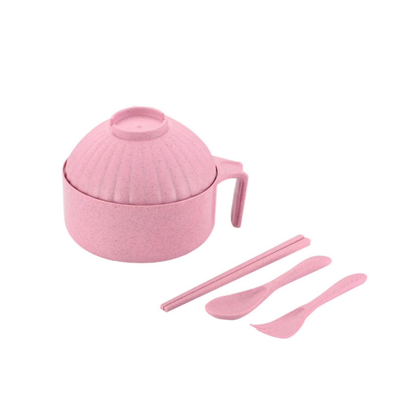 Xuminny Instant Noodle Bowl, Instant Noodle Bowl with Lid, Noodle Bowl Set with Spoon Chopsticks, Noodle Bowl Set for Home, Student Dormitory (C)